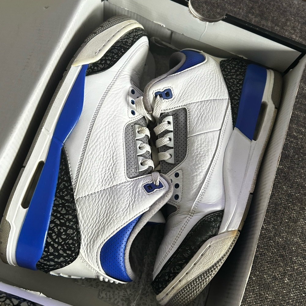 Jordan Air 3 Retro White Blue Black Sneakers